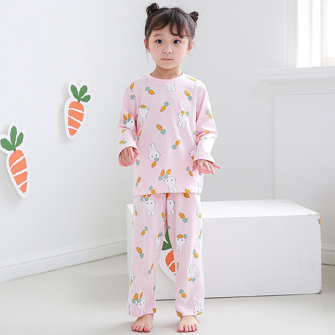 正韓 Cogibu 極舒適無螢光劑 100% 有機棉幼兒/兒童睡衣/家居服套裝組_兔寶寶_CGB006