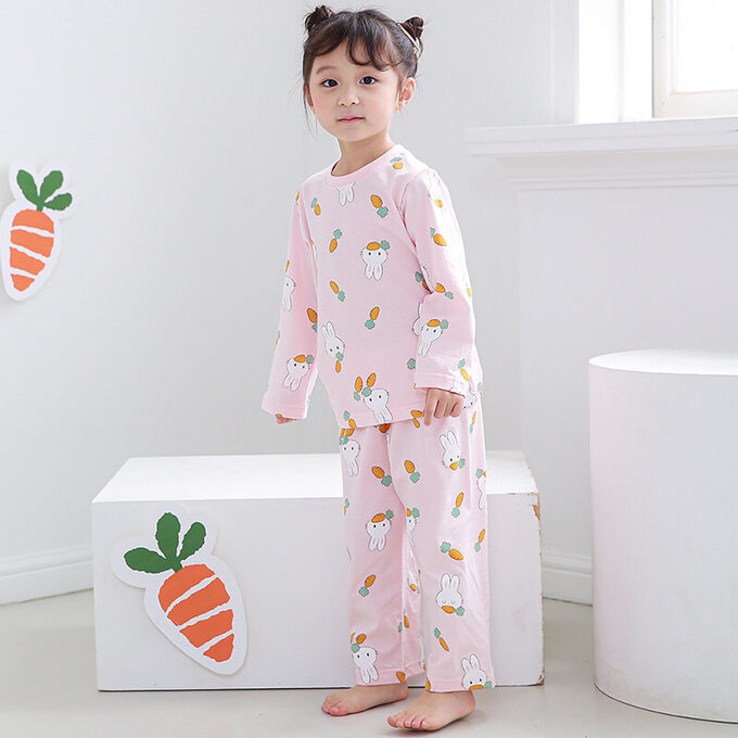 正韓 Cogibu 極舒適無螢光劑 100% 有機棉幼兒/兒童睡衣/家居服套裝組_兔寶寶_CGB006