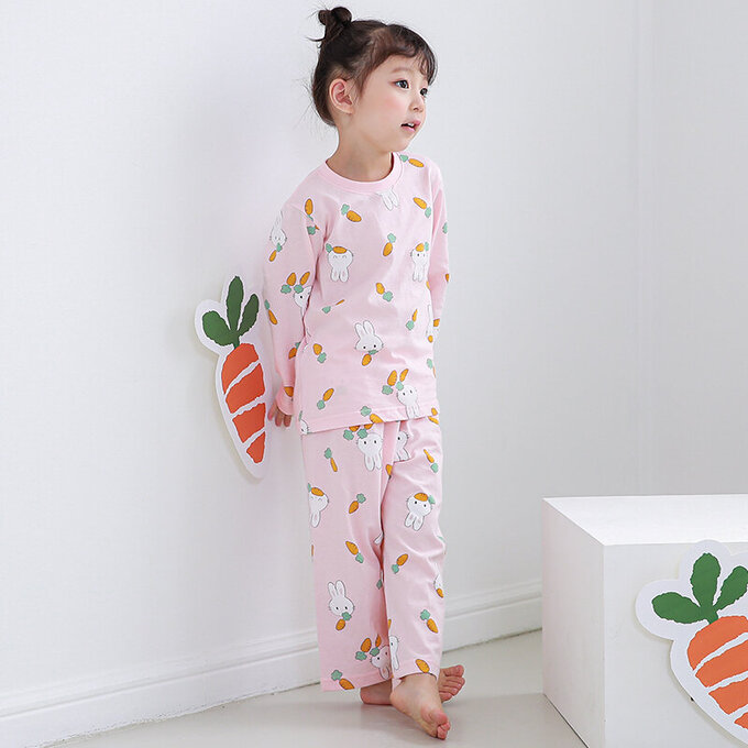 正韓 Cogibu 極舒適無螢光劑 100% 有機棉幼兒/兒童睡衣/家居服套裝組_兔寶寶_CGB006