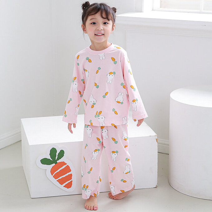 正韓 Cogibu 極舒適無螢光劑 100% 有機棉幼兒/兒童睡衣/家居服套裝組_兔寶寶_CGB006