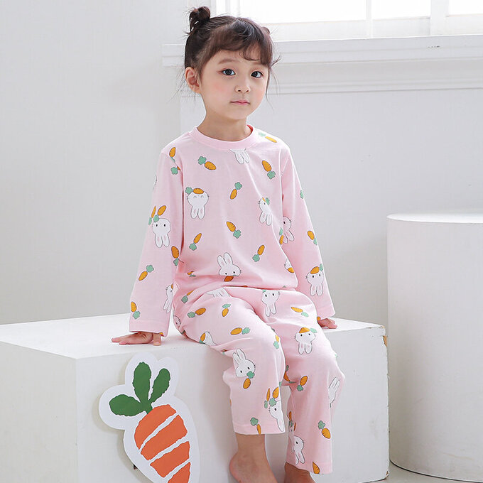 正韓 Cogibu 極舒適無螢光劑 100% 有機棉幼兒/兒童睡衣/家居服套裝組_兔寶寶_CGB006