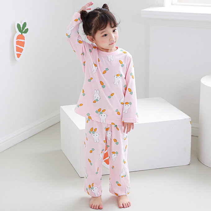 正韓 Cogibu 極舒適無螢光劑 100% 有機棉幼兒/兒童睡衣/家居服套裝組_兔寶寶_CGB006