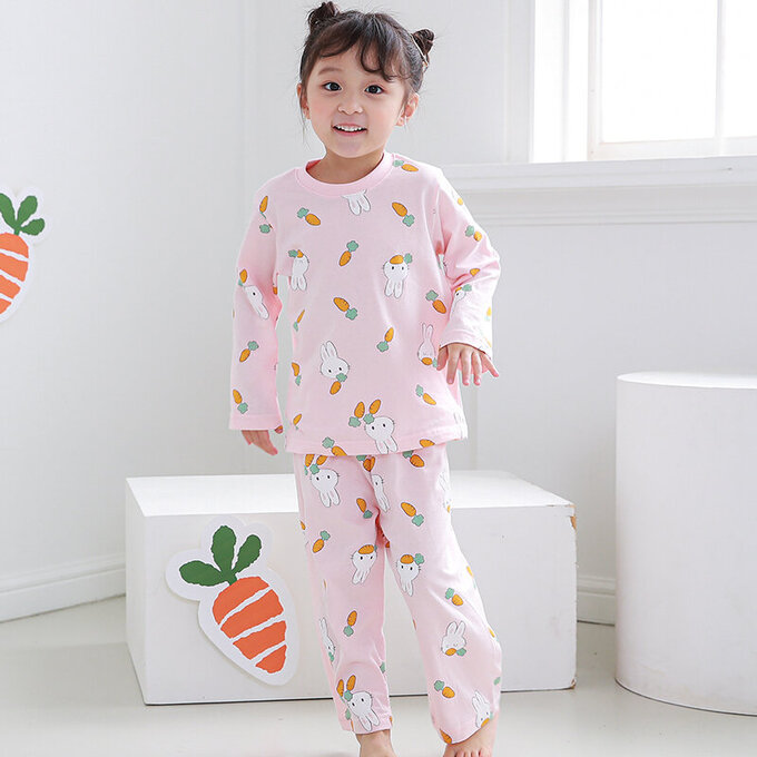 正韓 Cogibu 極舒適無螢光劑 100% 有機棉幼兒/兒童睡衣/家居服套裝組_兔寶寶_CGB006