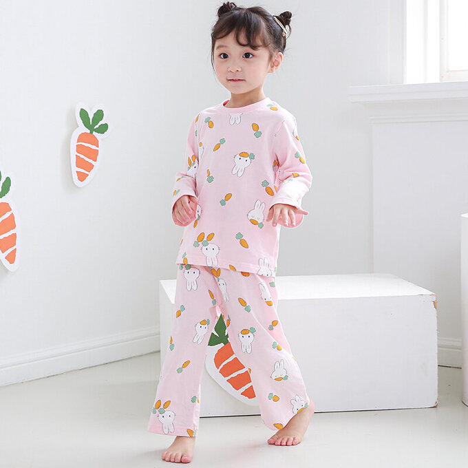 正韓 Cogibu 極舒適無螢光劑 100% 有機棉幼兒/兒童睡衣/家居服套裝組_兔寶寶_CGB006