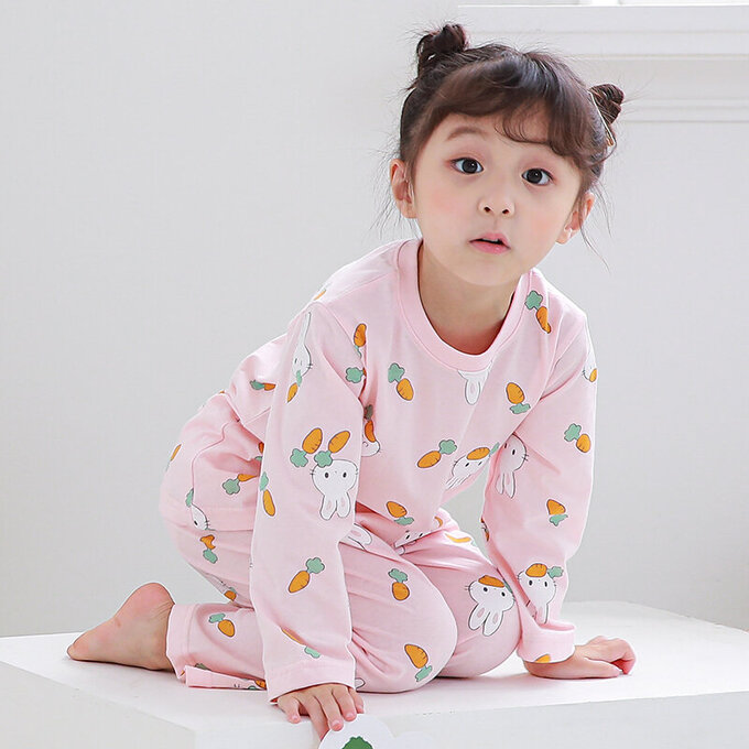 正韓 Cogibu 極舒適無螢光劑 100% 有機棉幼兒/兒童睡衣/家居服套裝組_兔寶寶_CGB006