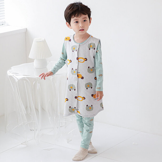 正韓 Cogibu 極舒適無螢光劑 100% 有機棉幼兒/兒童鋪棉保暖防踢背心_樂園_CGF001