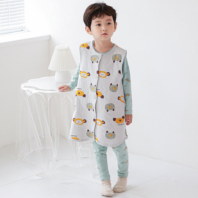 正韓 Cogibu 極舒適無螢光劑 100% 有機棉幼兒/兒童鋪棉保暖防踢背心_樂園_CGF001