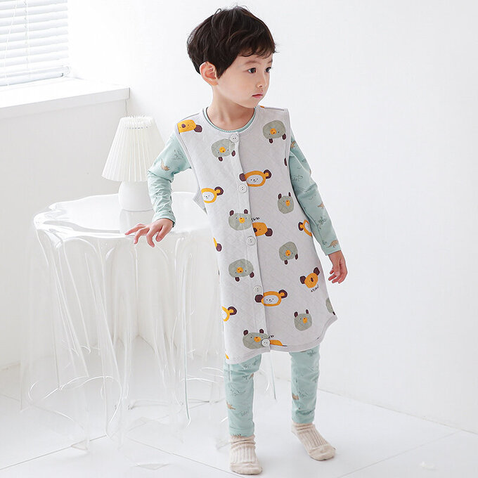 正韓 Cogibu 極舒適無螢光劑 100% 有機棉幼兒/兒童鋪棉保暖防踢背心_樂園_CGF001