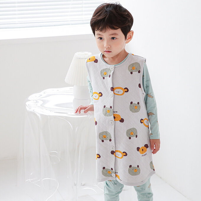 正韓 Cogibu 極舒適無螢光劑 100% 有機棉幼兒/兒童鋪棉保暖防踢背心_樂園_CGF001