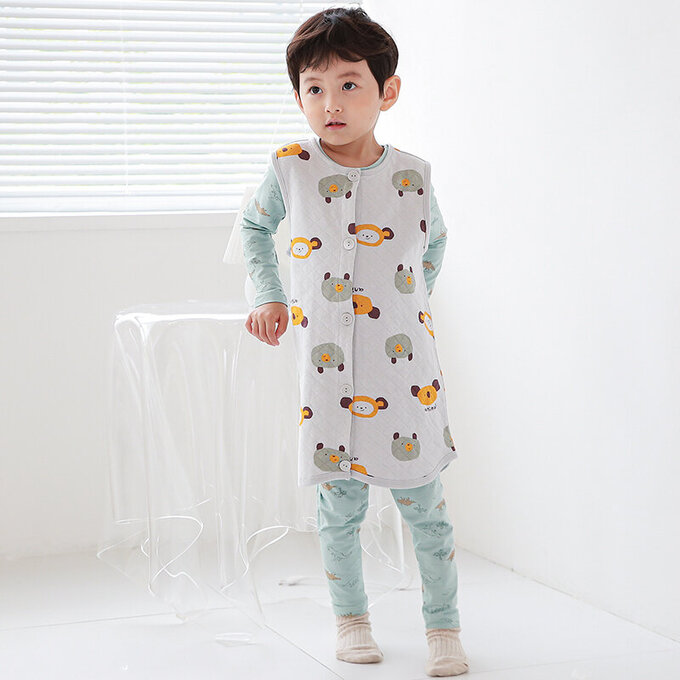 正韓 Cogibu 極舒適無螢光劑 100% 有機棉幼兒/兒童鋪棉保暖防踢背心_樂園_CGF001