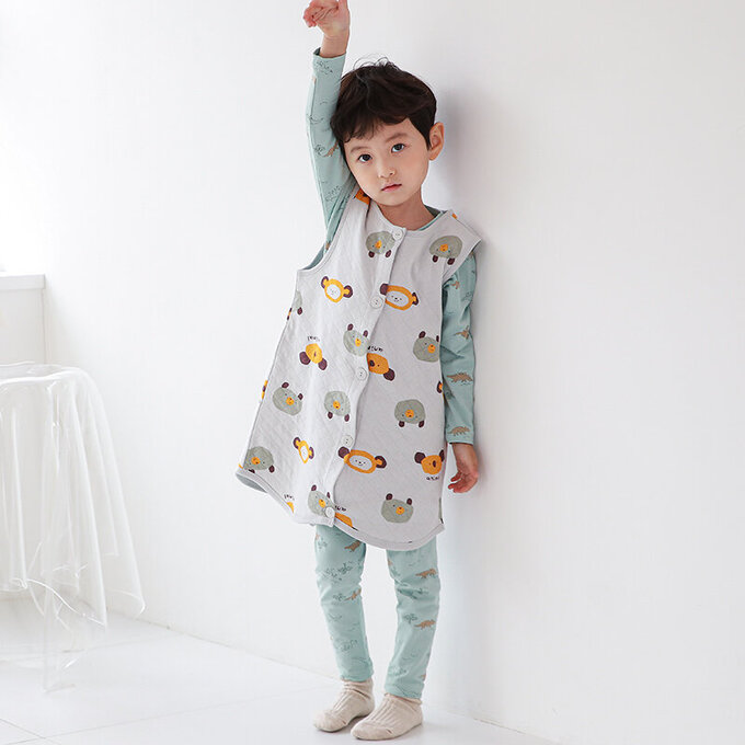 正韓 Cogibu 極舒適無螢光劑 100% 有機棉幼兒/兒童鋪棉保暖防踢背心_樂園_CGF001