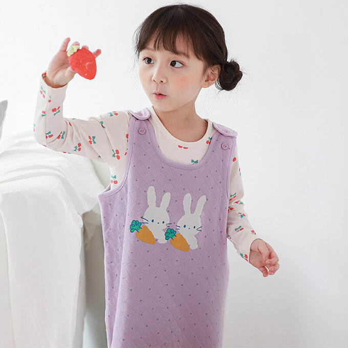 正韓 Cogibu 極舒適無螢光劑 100% 有機棉幼兒/兒童鋪棉保暖防踢背心_兔寶貝_CGF004