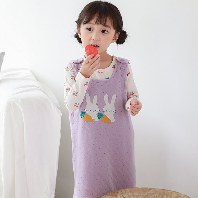 正韓 Cogibu 極舒適無螢光劑 100% 有機棉幼兒/兒童鋪棉保暖防踢背心_兔寶貝_CGF004