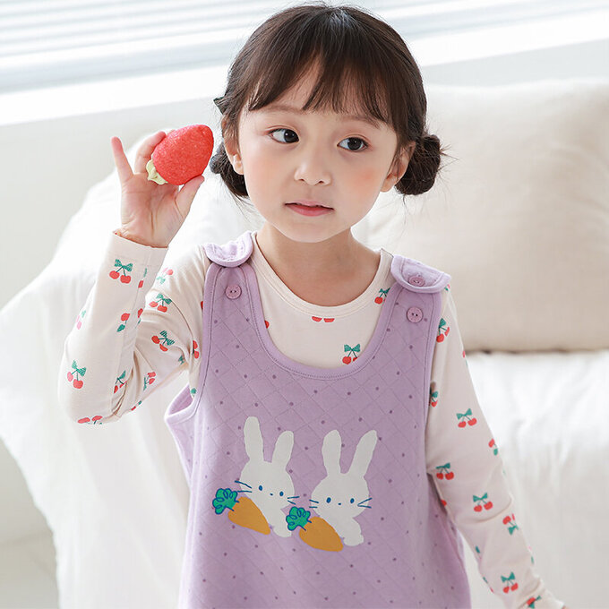 正韓 Cogibu 極舒適無螢光劑 100% 有機棉幼兒/兒童鋪棉保暖防踢背心_兔寶貝_CGF004