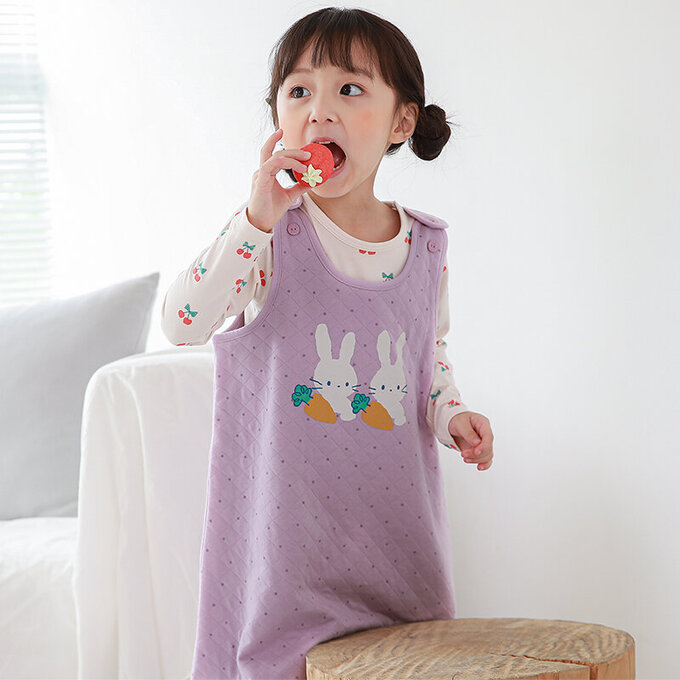 正韓 Cogibu 極舒適無螢光劑 100% 有機棉幼兒/兒童鋪棉保暖防踢背心_兔寶貝_CGF004