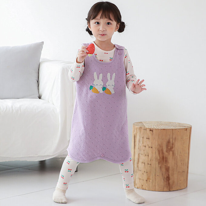 正韓 Cogibu 極舒適無螢光劑 100% 有機棉幼兒/兒童鋪棉保暖防踢背心_兔寶貝_CGF004