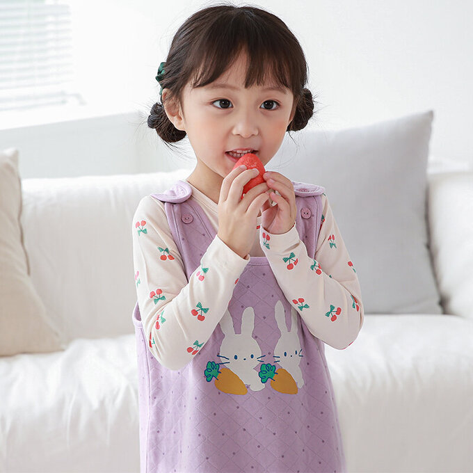 正韓 Cogibu 極舒適無螢光劑 100% 有機棉幼兒/兒童鋪棉保暖防踢背心_兔寶貝_CGF004