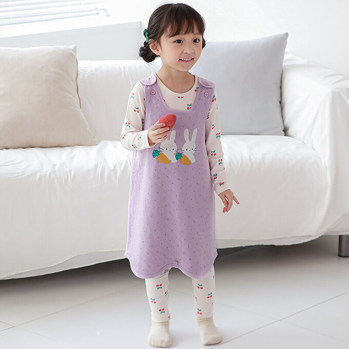 正韓 Cogibu 極舒適無螢光劑 100% 有機棉幼兒/兒童鋪棉保暖防踢背心_兔寶貝_CGF004