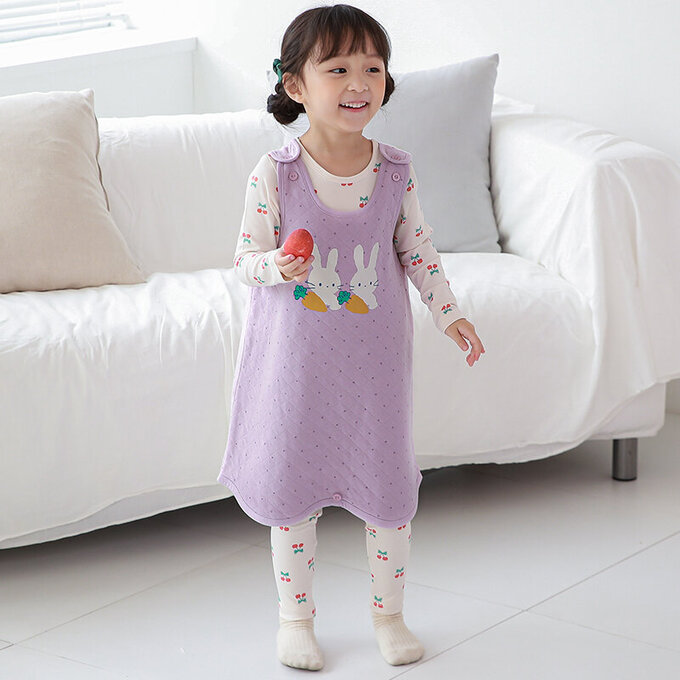 正韓 Cogibu 極舒適無螢光劑 100% 有機棉幼兒/兒童鋪棉保暖防踢背心_兔寶貝_CGF004