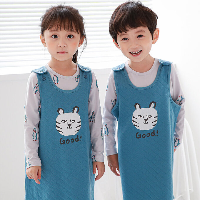 正韓 Cogibu 極舒適無螢光劑 100% 有機棉幼兒/兒童鋪棉保暖防踢背心_小虎棒_CGF006