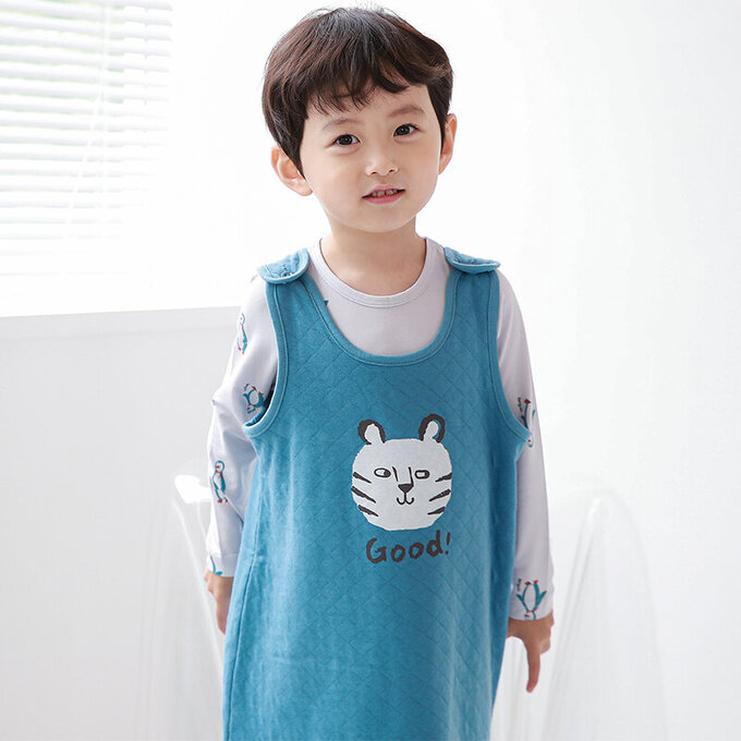 正韓 Cogibu 極舒適無螢光劑 100% 有機棉幼兒/兒童鋪棉保暖防踢背心_小虎棒_CGF006