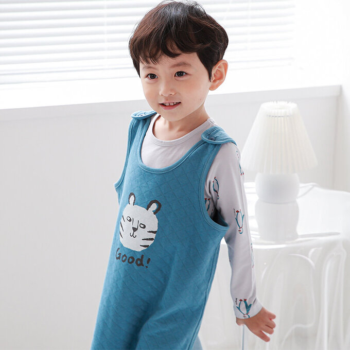 正韓 Cogibu 極舒適無螢光劑 100% 有機棉幼兒/兒童鋪棉保暖防踢背心_小虎棒_CGF006