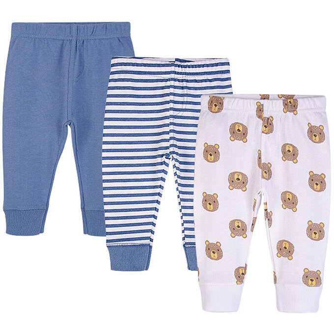 美國 luvable friends 甜蜜寶貝 100%純棉嬰幼兒長褲3件組_熊寶貝_LF01100