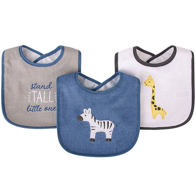 美國 luvable friends 甜蜜寶貝  嬰幼兒口水巾圍兜3入組(上層棉質吸水/底層防水)_斑馬_LF00233