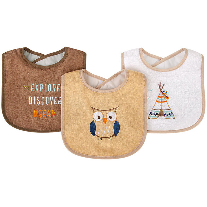 美國 luvable friends 甜蜜寶貝  嬰幼兒口水巾圍兜3入組(上層棉質吸水/底層防水)_野地探險_LF00246