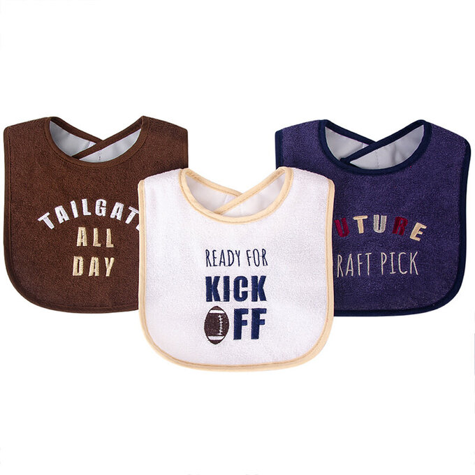 美國 luvable friends 甜蜜寶貝  嬰幼兒口水巾圍兜3入組(上層棉質吸水/底層防水)_準備開始_LF00247