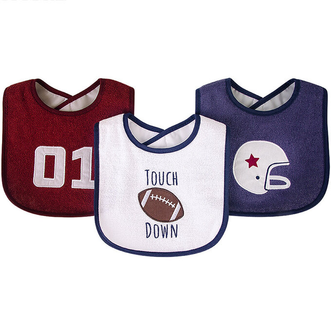 美國 luvable friends 甜蜜寶貝  嬰幼兒口水巾圍兜3入組(上層棉質吸水/底層防水)_明星球員_LF00248