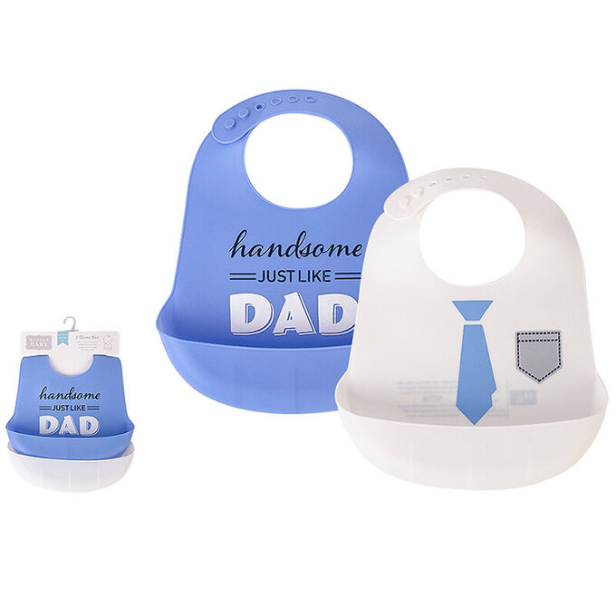 美國 luvable friends 甜蜜寶貝  嬰幼兒矽膠立體圍兜2入組_美式足球_LF56117