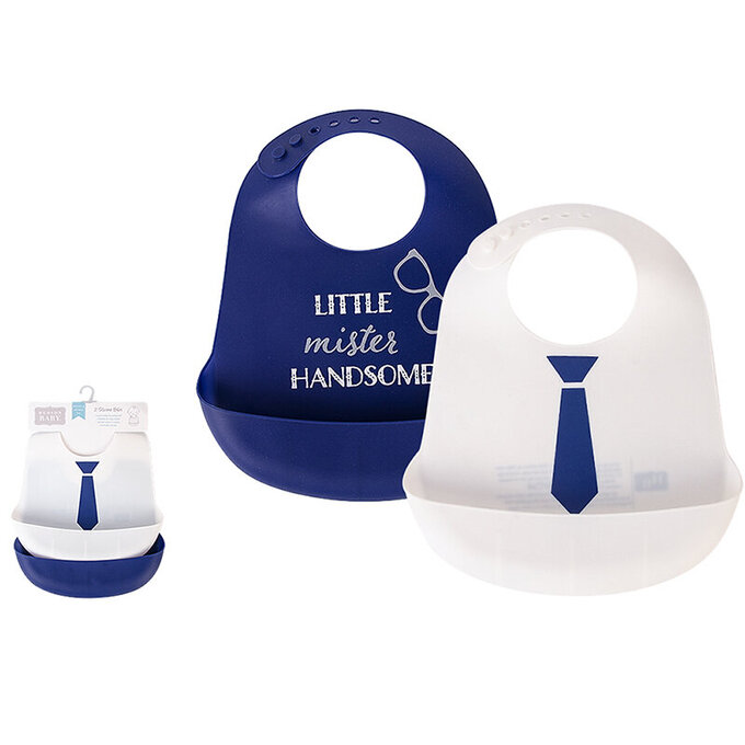 美國 luvable friends 甜蜜寶貝  嬰幼兒矽膠立體圍兜2入組_聰明寶貝_LF56119