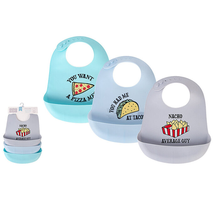 美國 luvable friends 甜蜜寶貝  嬰幼兒矽膠立體圍兜3入組_玉米脆片_LF52382