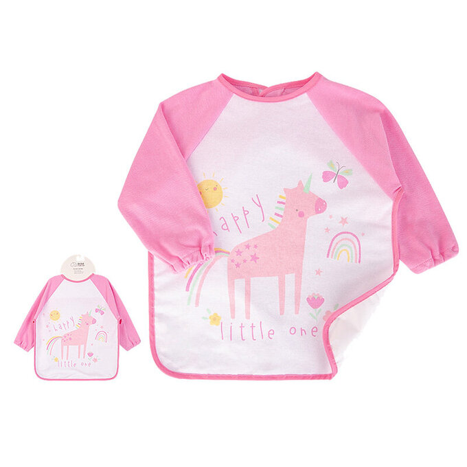 美國 luvable friends 甜蜜寶貝 嬰幼兒長袖防水圍兜/畫畫衣/吃飯衣單入組_獨角獸童話_LF41388