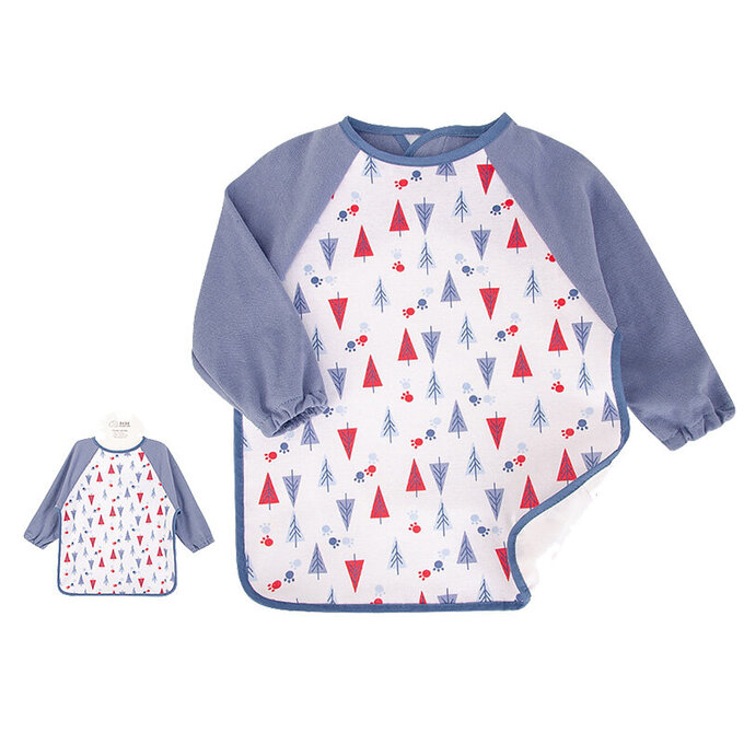 美國 luvable friends 甜蜜寶貝 嬰幼兒長袖防水圍兜/畫畫衣/吃飯衣單入組_聖誕森林_LF41389