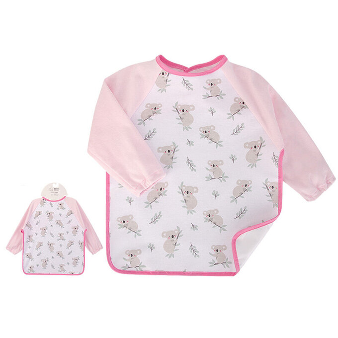 美國 luvable friends 甜蜜寶貝 嬰幼兒長袖防水圍兜/畫畫衣/吃飯衣單入組_無尾熊家族_LF41391