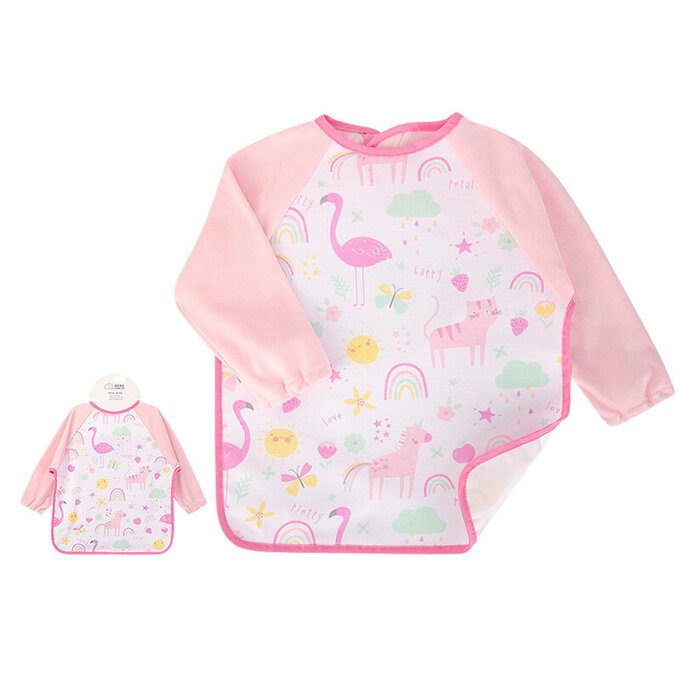 美國 luvable friends 甜蜜寶貝 嬰幼兒長袖防水圍兜/畫畫衣/吃飯衣單入組_粉色童話_LF41392