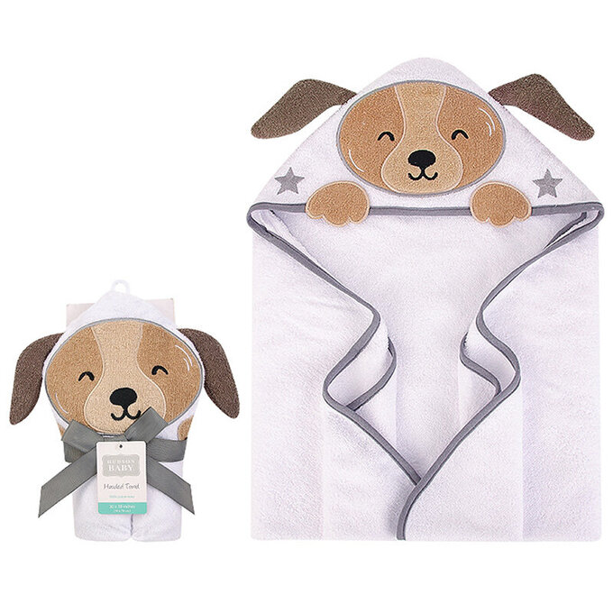 美國 luvable friends 甜蜜寶貝 嬰幼兒動物造型連帽浴巾/包巾 76x76cm_汪星人_LF14859