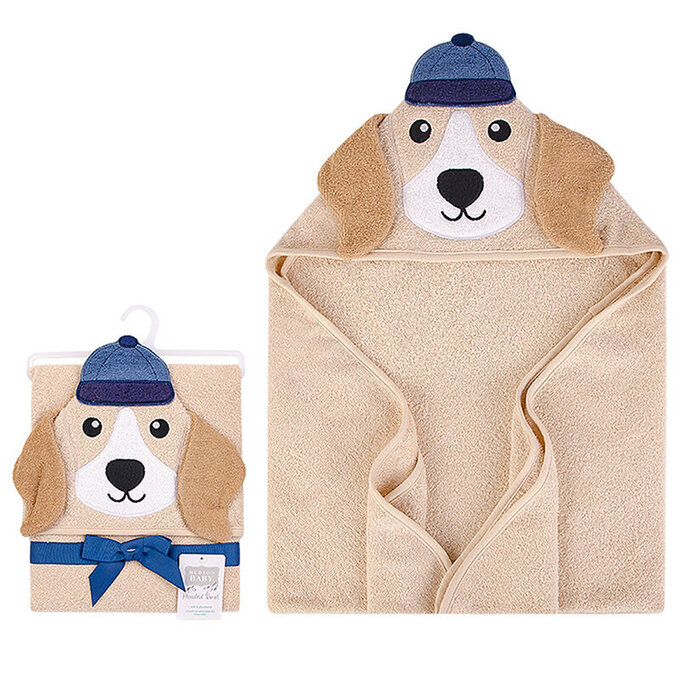 美國 luvable friends 甜蜜寶貝 嬰幼兒動物造型連帽浴巾/包巾 76x76cm_米格魯_LF14876