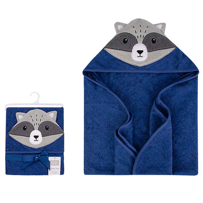 美國 luvable friends 甜蜜寶貝 嬰幼兒動物造型連帽浴巾/包巾 76x76cm_小浣熊_LF14877