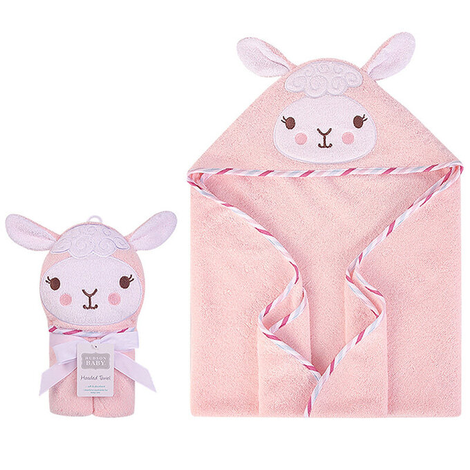 美國 luvable friends 甜蜜寶貝 嬰幼兒動物造型連帽浴巾/包巾 76x76cm_羊咩咩_LF14878