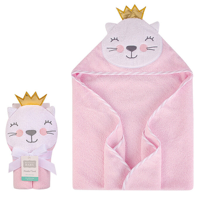 美國 luvable friends 甜蜜寶貝 嬰幼兒動物造型連帽浴巾/包巾 76x76cm_水獺女王_LF16420