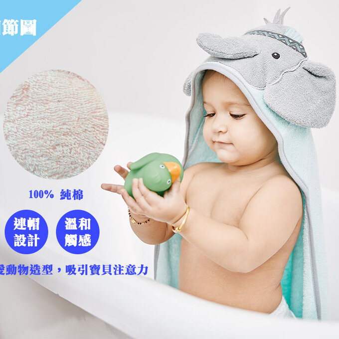 美國 luvable friends 甜蜜寶貝 嬰幼兒動物造型連帽浴巾/包巾 76x76cm_小老虎_LF16427