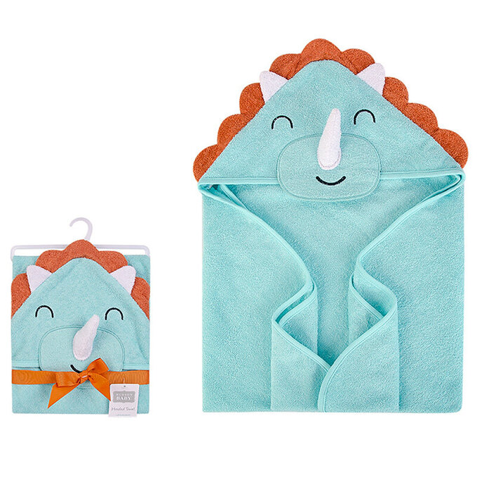 美國 luvable friends 甜蜜寶貝 嬰幼兒動物造型連帽浴巾/包巾 76x76cm_三角龍_LF16428
