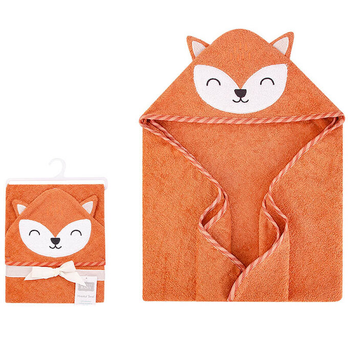 美國 luvable friends 甜蜜寶貝 嬰幼兒動物造型連帽浴巾/包巾 76x76cm_小狐狸_LF16437