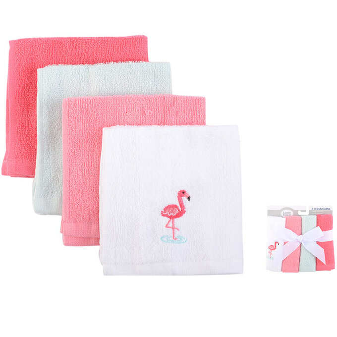 美國  luvable friends  100%純棉嬰幼兒純棉方巾4入組_紅鶴玩水 (LF05472)