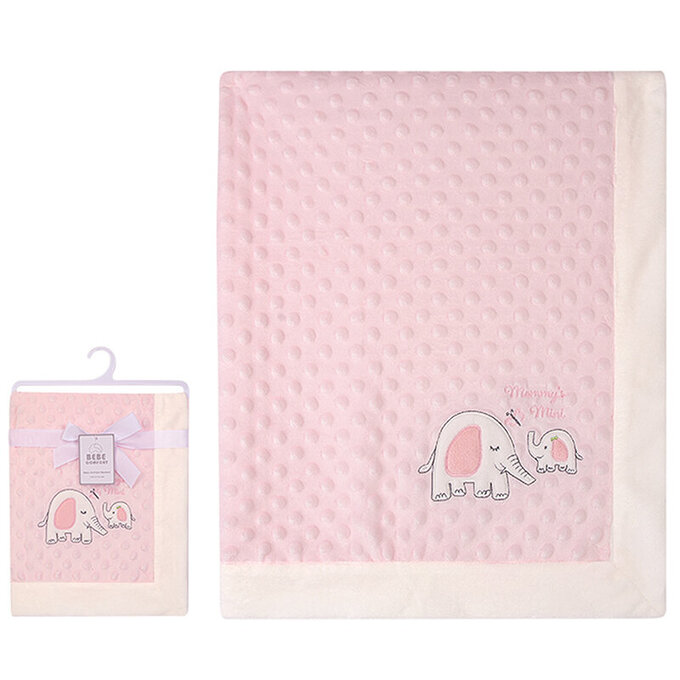 美國 luvable friends 甜蜜寶貝  超柔軟繡花泡泡毯/包巾/嬰兒被/安撫毯 100x75cm_溫馨大象_LF51920