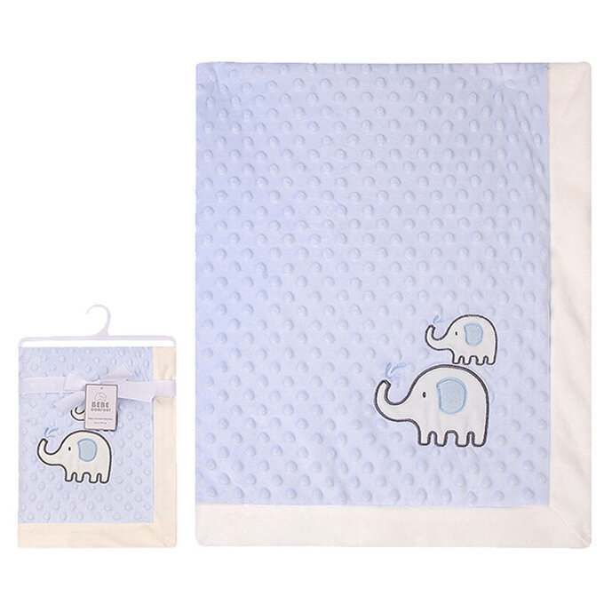 美國 luvable friends 甜蜜寶貝  超柔軟繡花泡泡毯/包巾/嬰兒被/安撫毯 100x75cm_頑皮大象_LF51925