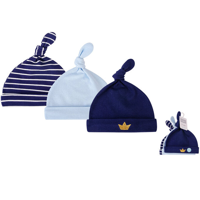 美國 luvable friends 甜蜜寶貝 100%純棉新生兒棉帽 保暖帽3件組_小王子_LF00101